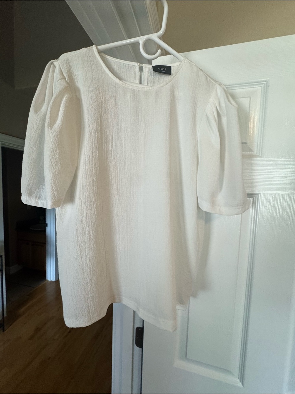Vici Cream Puff Sleeve Textured Blouse